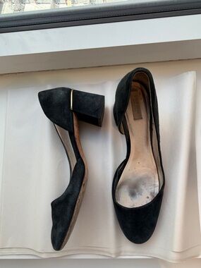 Cole Haan Black Suede Block Heel Pumps - Women's